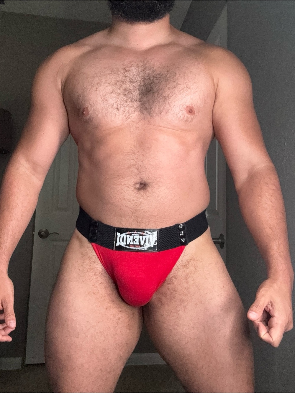 MODUS VIVENDI Men's Red Athletic Jock Brief with Wide Branded Waistband